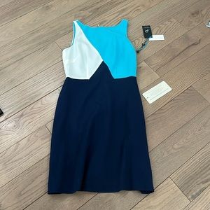 Blue Color Block dress, size S, NWT